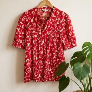 Blouse Camaïeu fleurie framboise