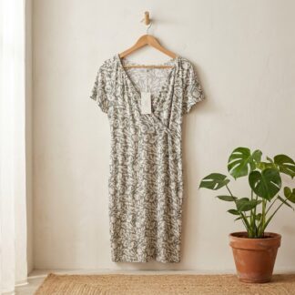 Robe grossesse et allaitement Noppies kaki imprimé fleurs – Taille M (L FR) – Neuf avec étiquette