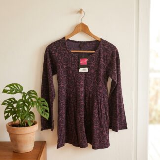 Tunique Aller Simplement femme bleu marine imprimé fleurs prune – Taille S – Neuf avec étiquette