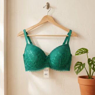 Soutien-gorge Manoukian dentelle vert émeraude 85C – Neuf avec étiquette