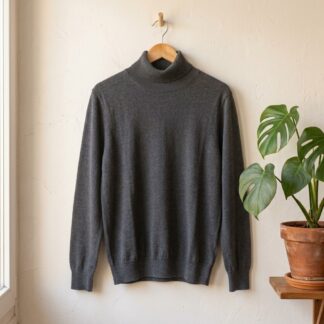 Pull col roulé Denver Hayes homme gris 100% coton – Taille L Tall – Neuf