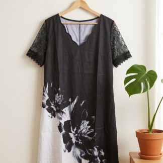 Robe noire imprimé