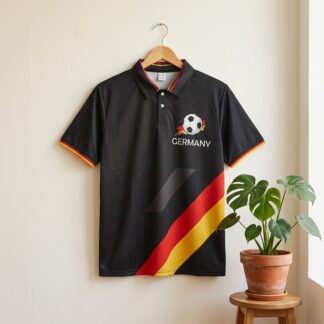 Polo supporter Allemagne football noir grande taille 6XL